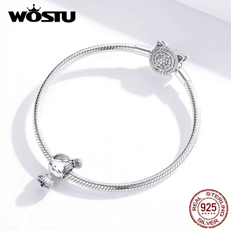 WOSTU, Новое поступление, 925 пробы, серебряный, для мальчиков и девочек, бусины дружбы, подвески, подходят к оригинальному браслету, подвеска, ювелирное изделие для пары, FIC1334
