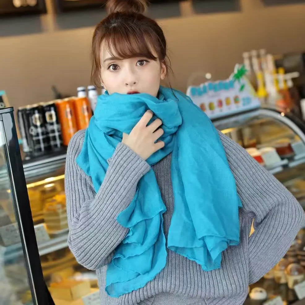 

2021 New Korean four seasons pure color women's cotton and linen scarf wild fashion beach silk scarf original single shawl