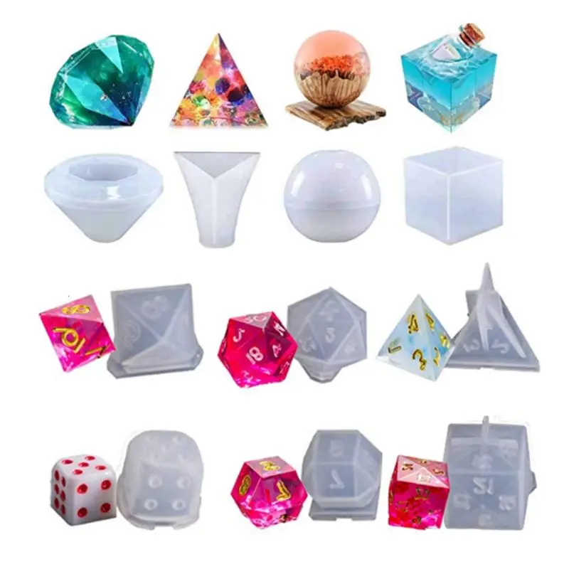 

10 Shapes Dice Fillet Square Triangle Dice Mold Dice Digital Game Silicone Mould