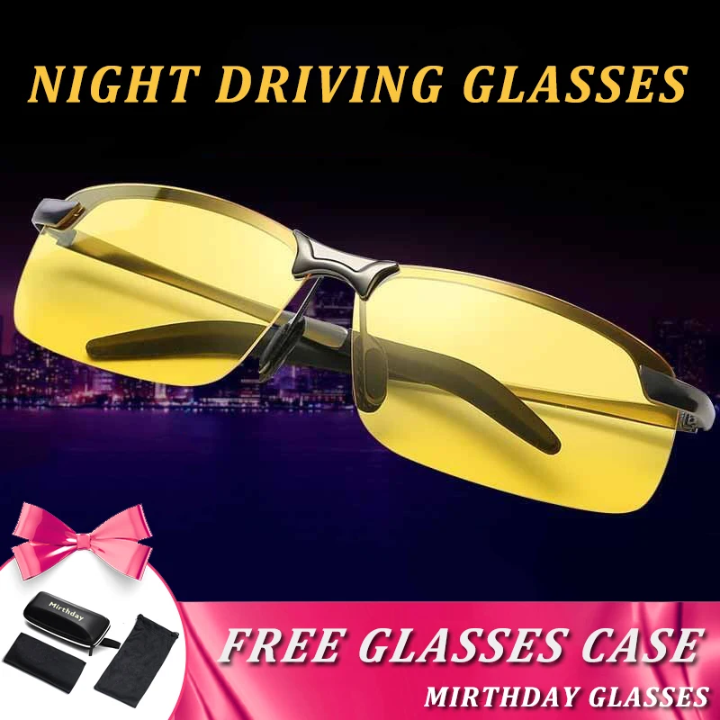 

Yellow Lens Night Vision Glasses Men Car Drivers Anti Glare Polarized Night Driving Sunglasses Male Goggles Auto Accessories