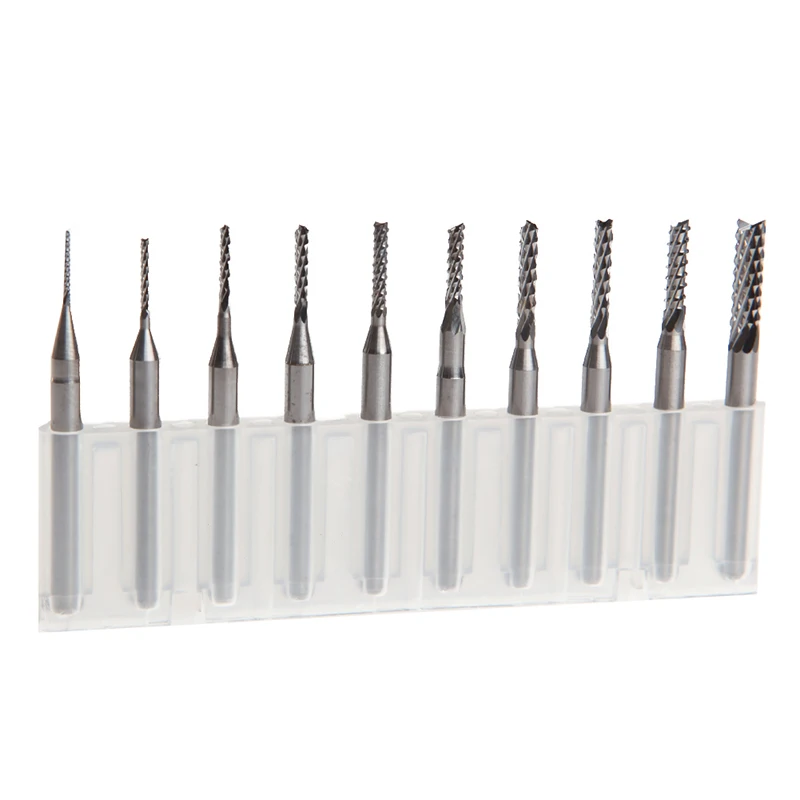 

10Pcs 1/8'' 0.8-3.175mm Drill Bits Engraving Cutter Rotary PCB CNC End Mill Set