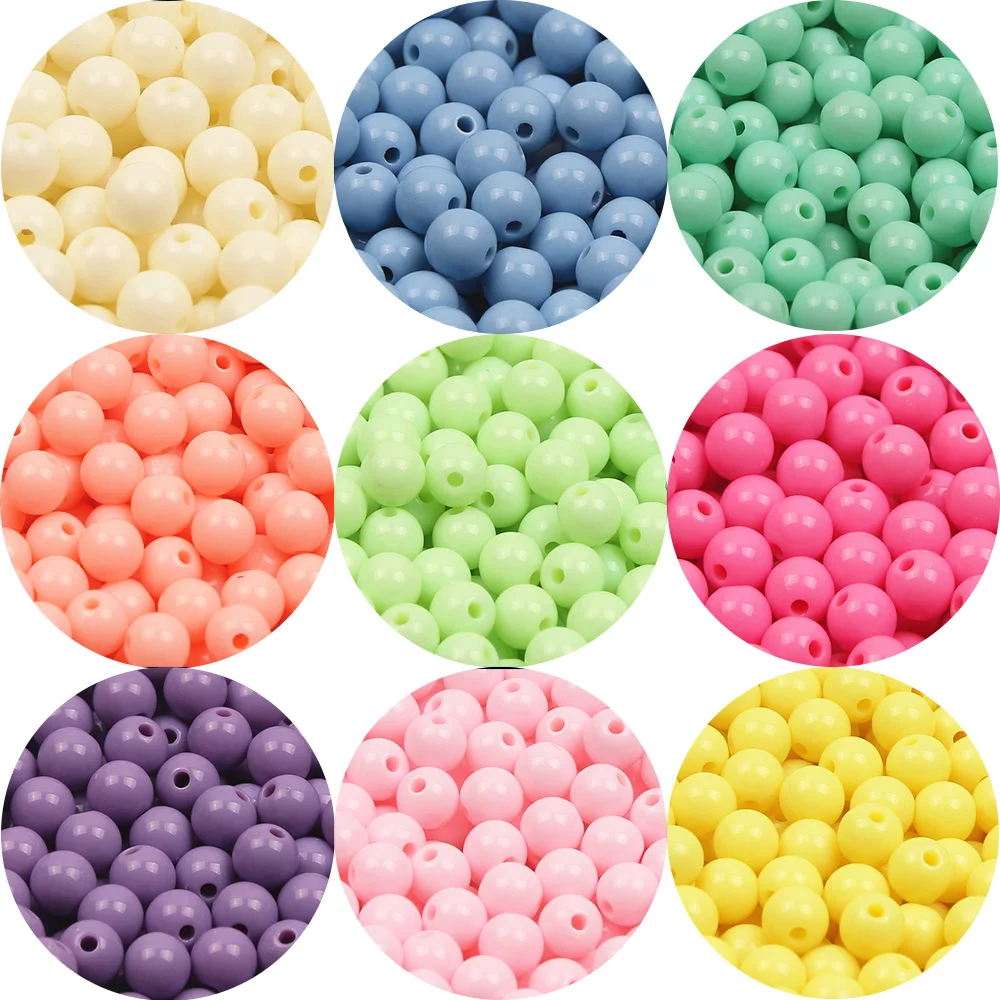 

Candy Color Acrylic Round Beads 6-20mm Loose Balls Spacer Beads For Jewelry Making Diy Necklace Bracelet Handmade Accessories