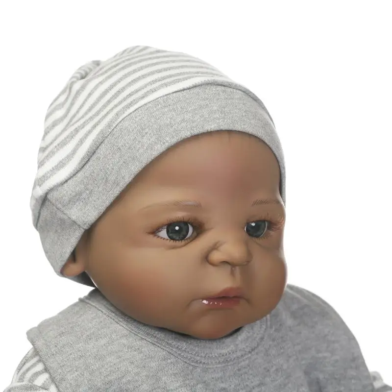 55 см силиконовая кукла Reborn Baby Black Boy игрушки для новорожденных 22 дюйма Bathe Toy