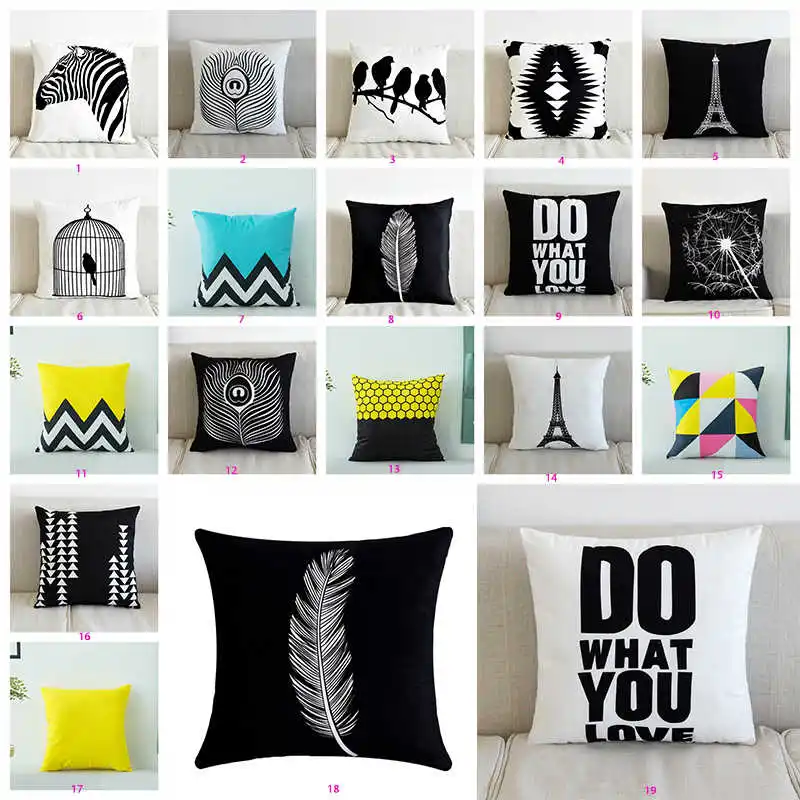 Белый чехол для дома черный подушки декор из хлопка и льна простая подушка | Дом
