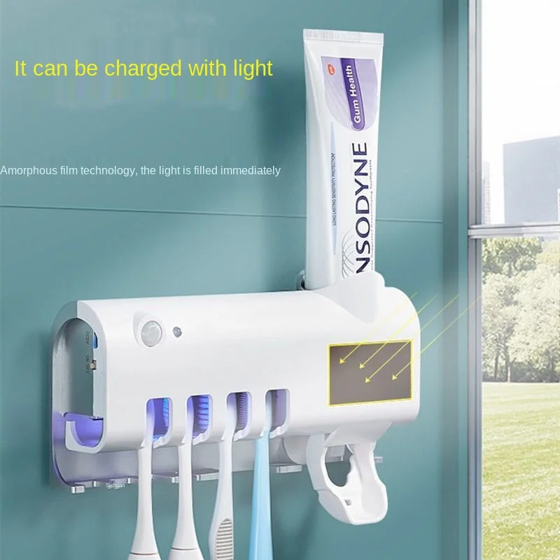 

UV Toothbrush Holder Solar Energy Charge Sterilizer Automatic Toothpaste Dispenser Squeezers Home Bathroom Accessories ZM1018