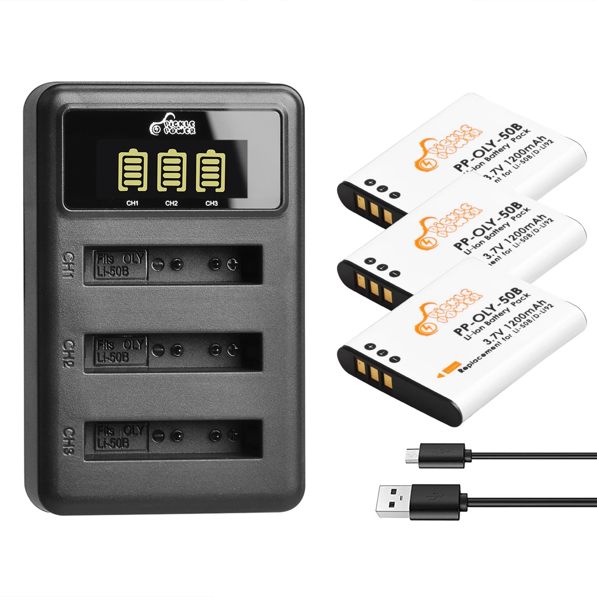 

Li-50B D-LI92 Li 50B D LI92 Battery and 3 Channel LED Battery Charger for Olympus SP 810 800UZ u6010 u6020 u9010 SZ14