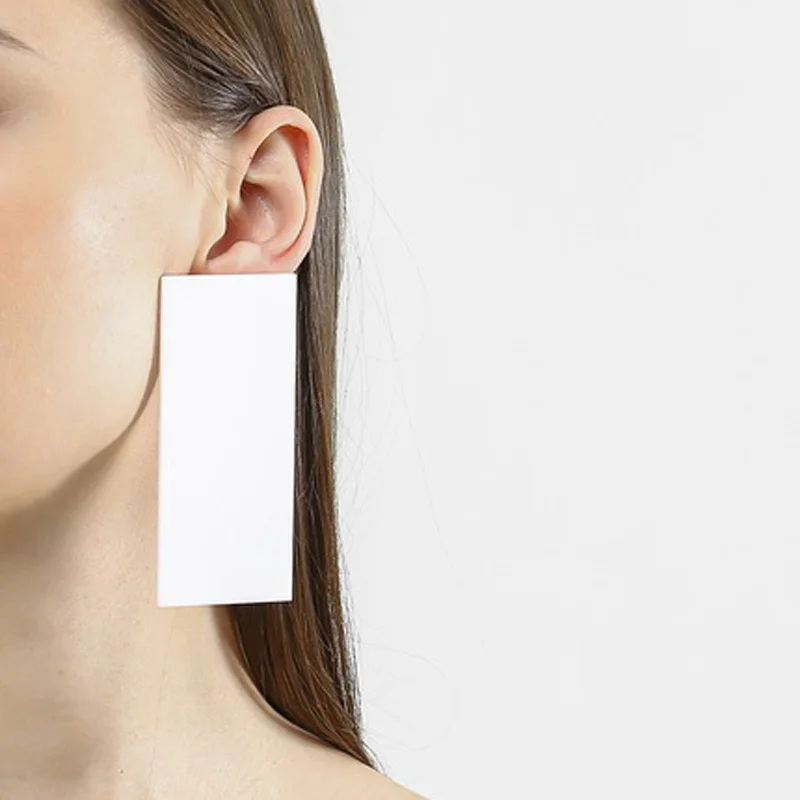 Преувеличенные прямоугольные Длинные Большие зеркальные серьги гвоздики