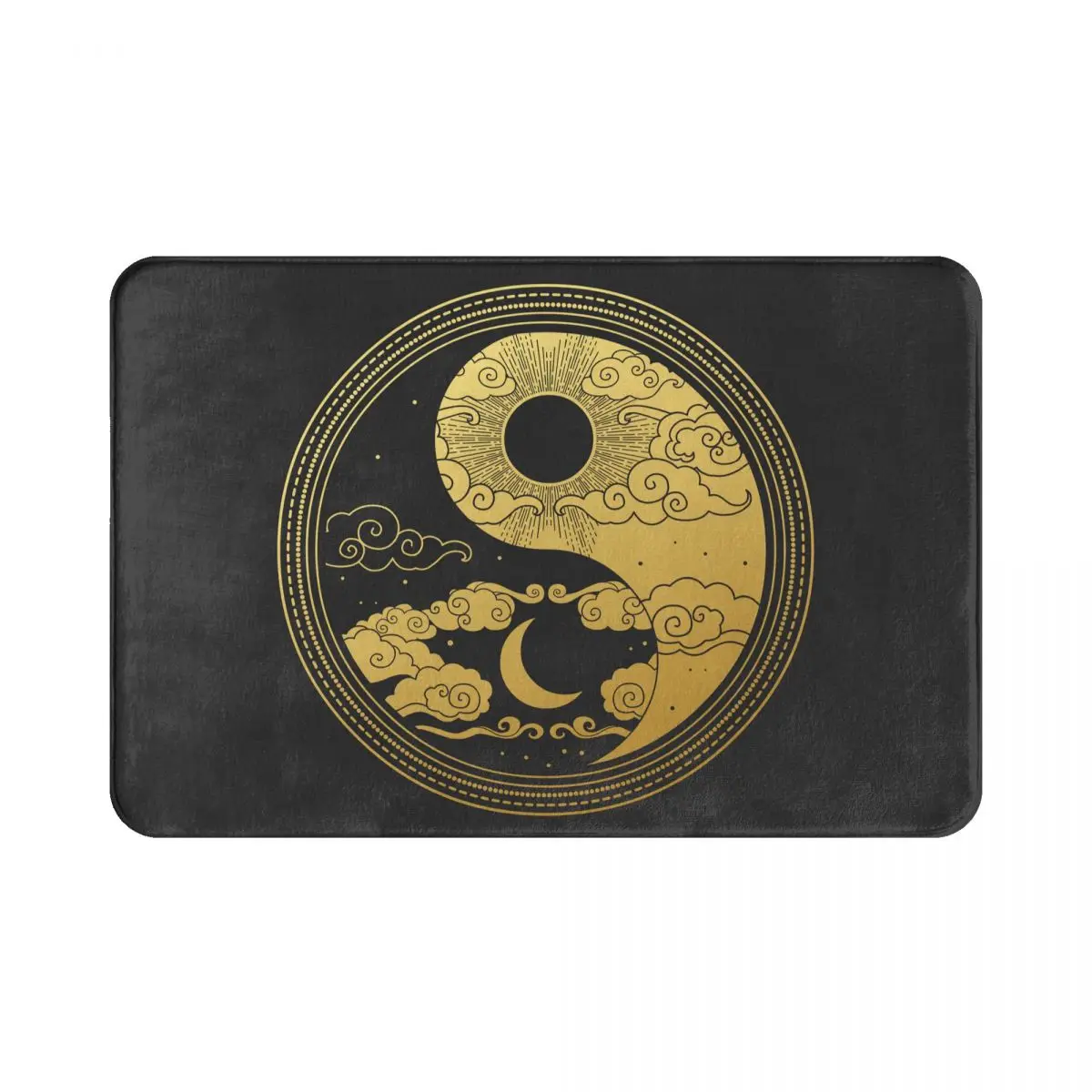 Напольный коврик в восточном стиле с изображением солнца луны облаков звезд