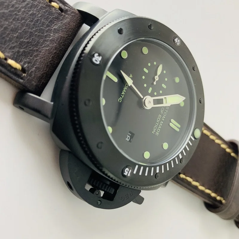 Parnis47mm Sea gull автоматические механические часы мужские GMT чехол из нержавеющей