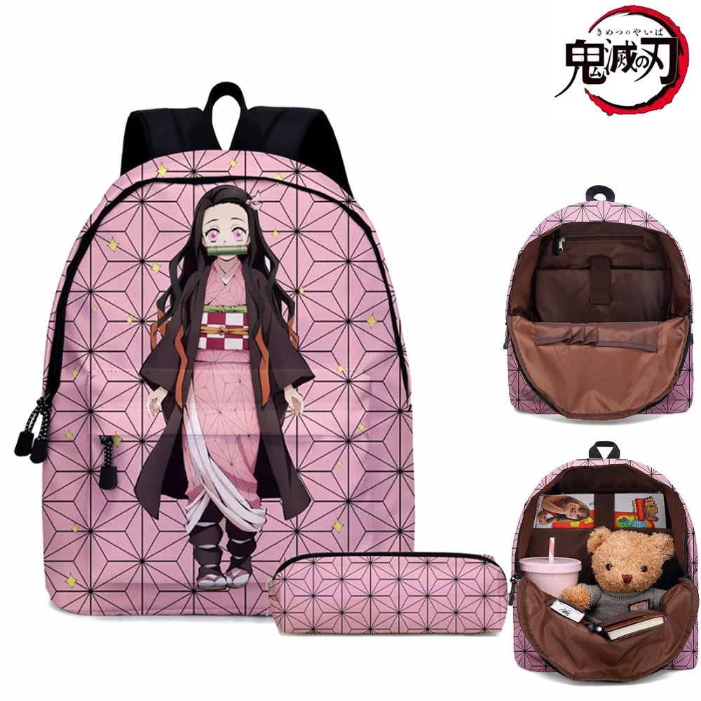 

Anime Cosplay Demon Slayer Kimetsu No Yaiba Cosplay Schoolbag Backpack Nezuko Tanjirou Canvas Bag Backpack Gifts for Boys Girls