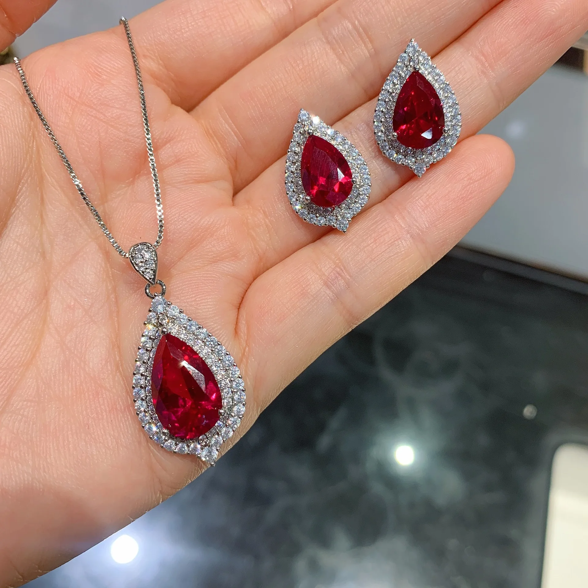 

PARAIBA TOURMALINE TOPAZ RUBY EMERALD CUT GEMSTONE JEWELRY SET FOR WOMEN SILVER 925 COLOR EARRINGS NECKLACES FOR WEDDING GIFTS