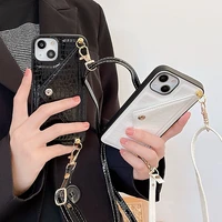 crossbody leather lanyard necklace card holder phone case for iphone 11 12 13 pro max 12 13 pro silicone cover with strap case