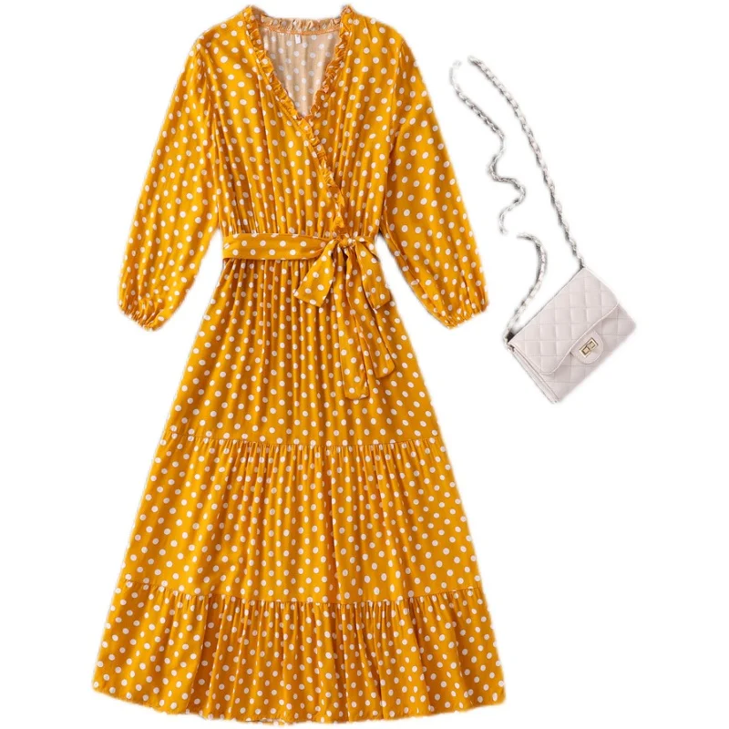 

Amazon's new cross-border women's wear spring and summer 2021 our store's popular classic wave dot print dress