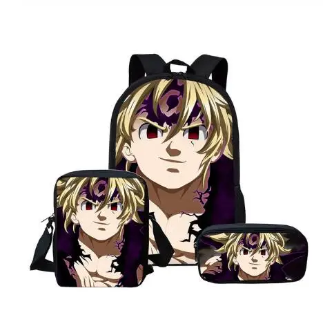 3 шт./компл. школьные сумки для детей аниме семь смертных грехов наплечная сумка