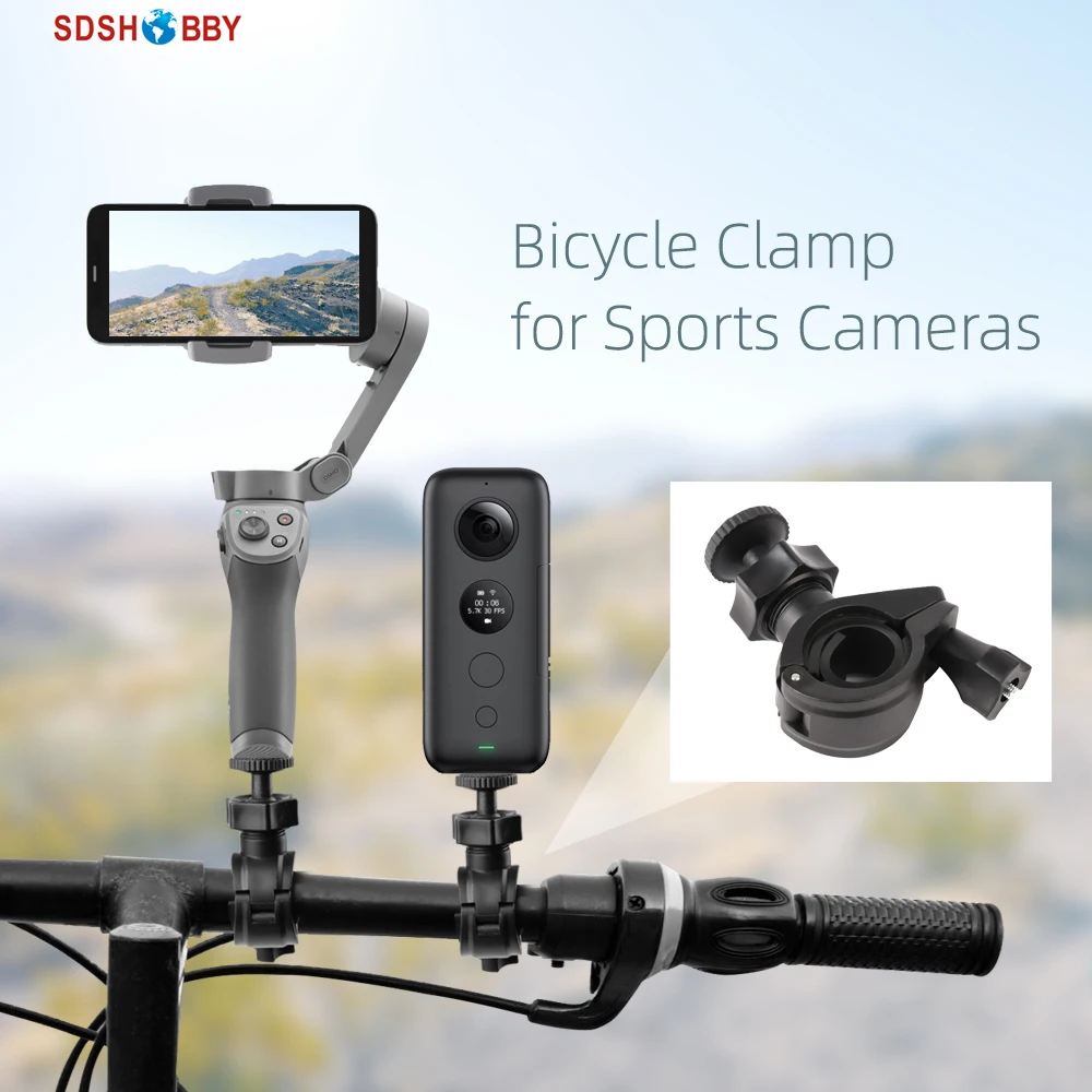 

Bicycle Clamp Camera Mount Holder Clip 1/4in Adapter for OM 5/POCKET 2/FIMI PALM 2/OM4 SE/Insta360 One X2/X OSMO Mobile 2 3