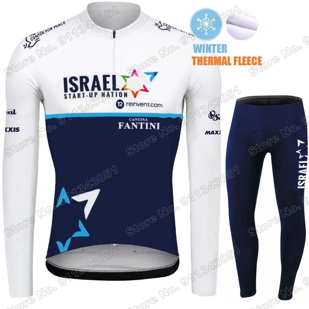 

Winter Israel Start Up Nation 2021 Cycling Jersey Set Cycling Clothing Suit Mens Long Sleeve MTB Bike Road Pants Bib Ropa