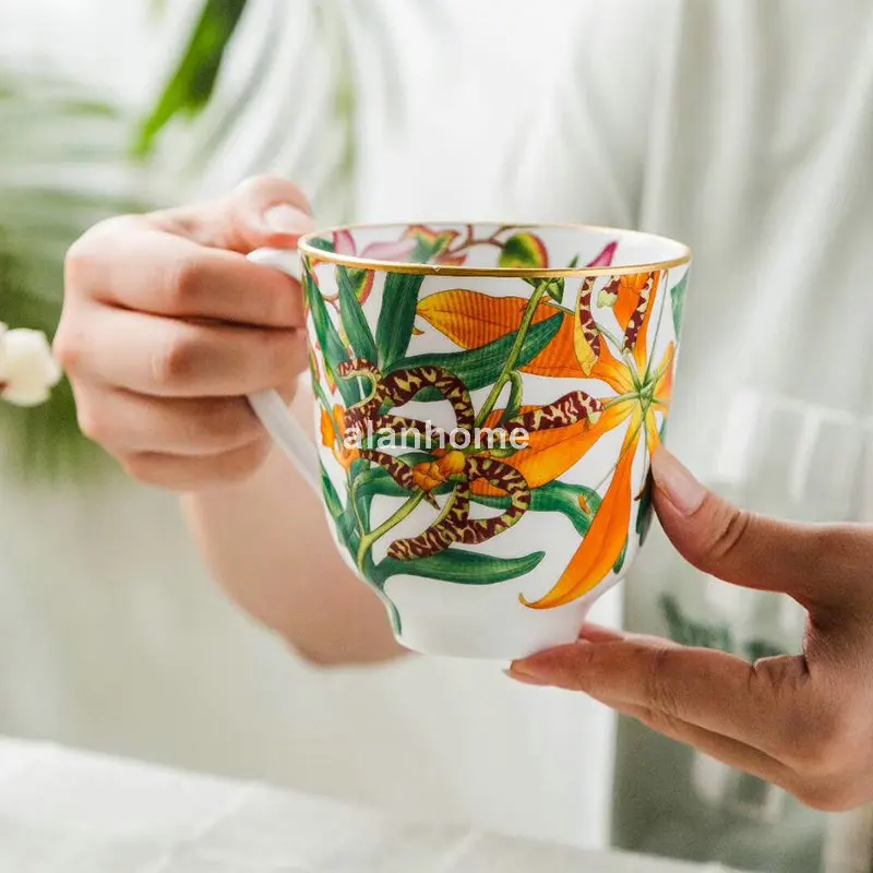 Керамическая кофейная кружка с зелеными листьями европейские кружки креативная