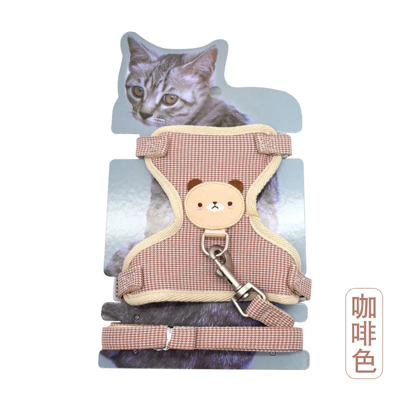 Bear Netting Chest-back Clothing Puppy Traction Rope New Plaid I-shaped Dog Cat and Belt dog accessories | Дом и сад