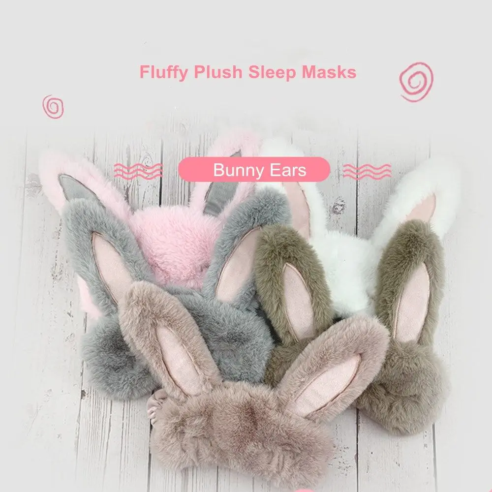 

Cute Sleeping Aid Eye Cover Bunny Ears Eye Patch Blindfold Soft Plush Sleeping Mask