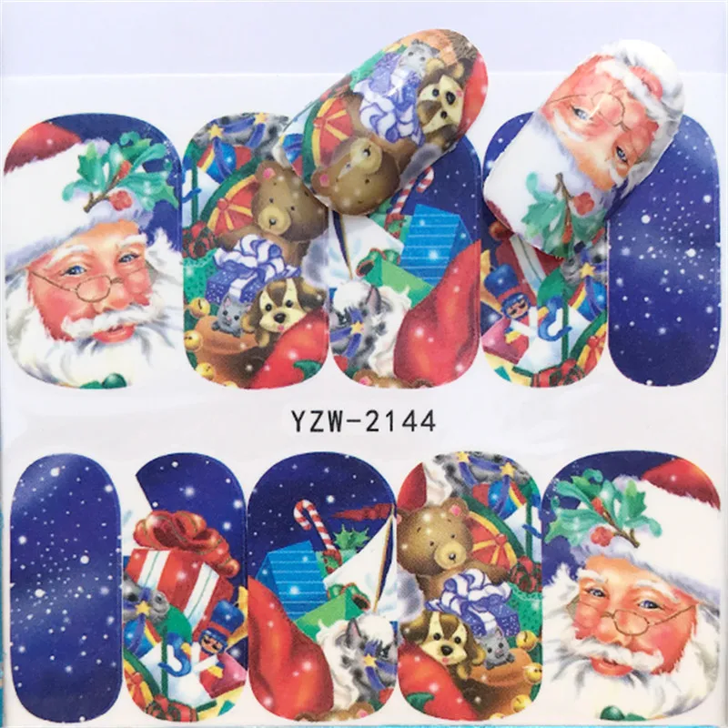 

2021 New Nail Sticker Winter DIY Snowflakes Santa Claus Snowman Nail Art Decoration Tips Christmas Water Tattoos Gift