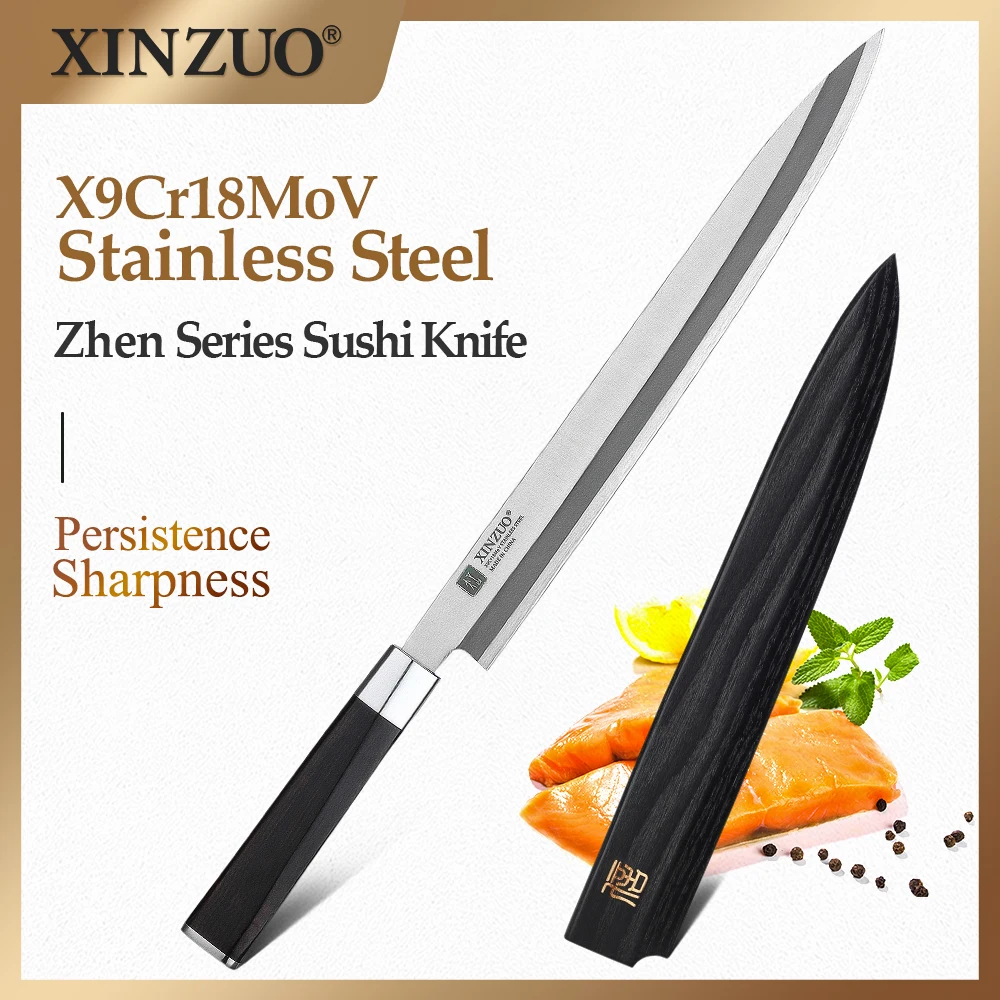 XINZUO Professional 240/270/300mm Filleting Knife Japanese Chef Kitchen Knife Sashimi Sushi Salmon Knives With Sheath Gift Box