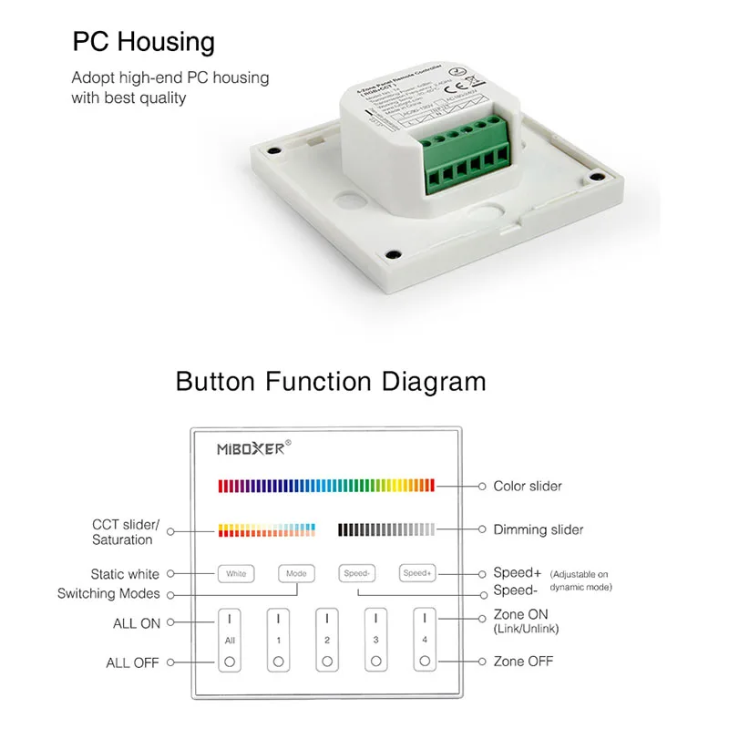 Miboxer 86 sty Touch Panel AC 110V 220V Light Bulb Dimmer Single color/CT/RGB/RGBW/RGB CCT LED Strip Controller Wall Switch | Лампы и