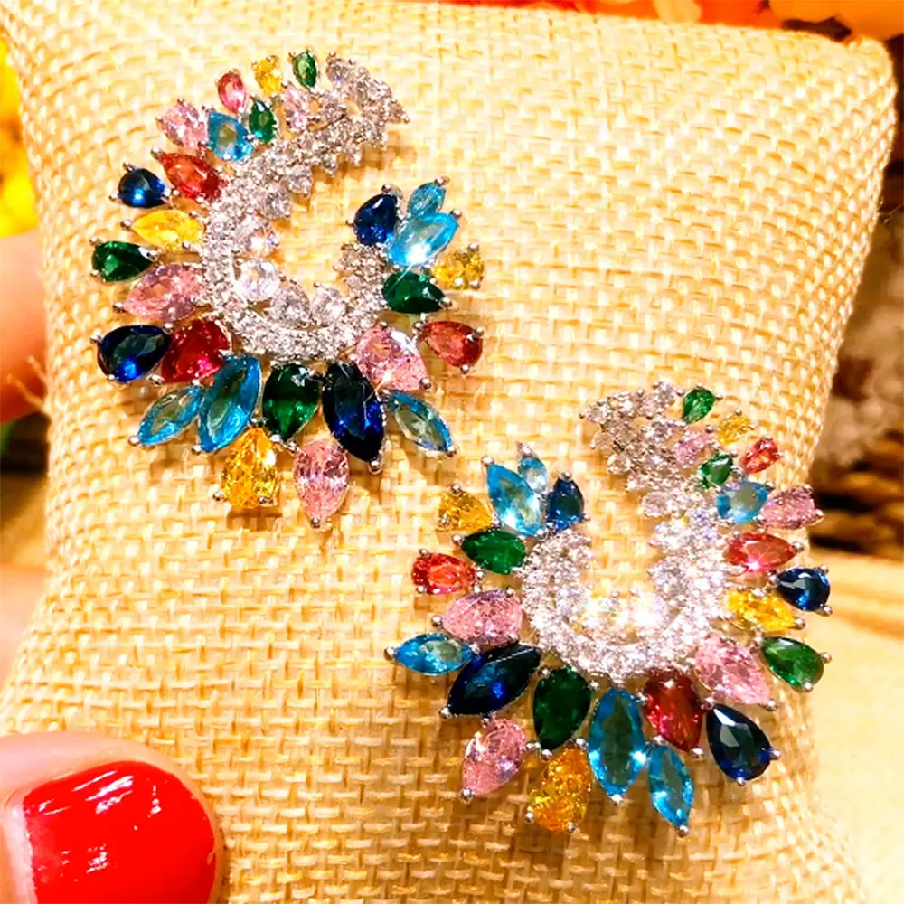 

missvikki 2020 New Romantic Trendy Shiny Crystal Round Earrings for Noble Luxury Women Bridal Wedding Engagement Party Show