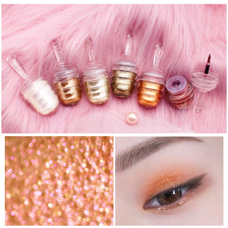 Жидкие тени для век с металлическим пигментом водостойкие серебристые зеленые