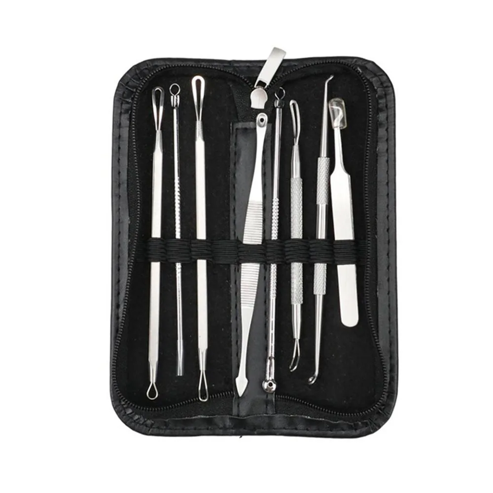 

8pcs/set Blackhead Comedone Acne Pimple Blackhead Remover Tool Spoon for Face Skin Care Tool Needles Facial Pore Cleaner
