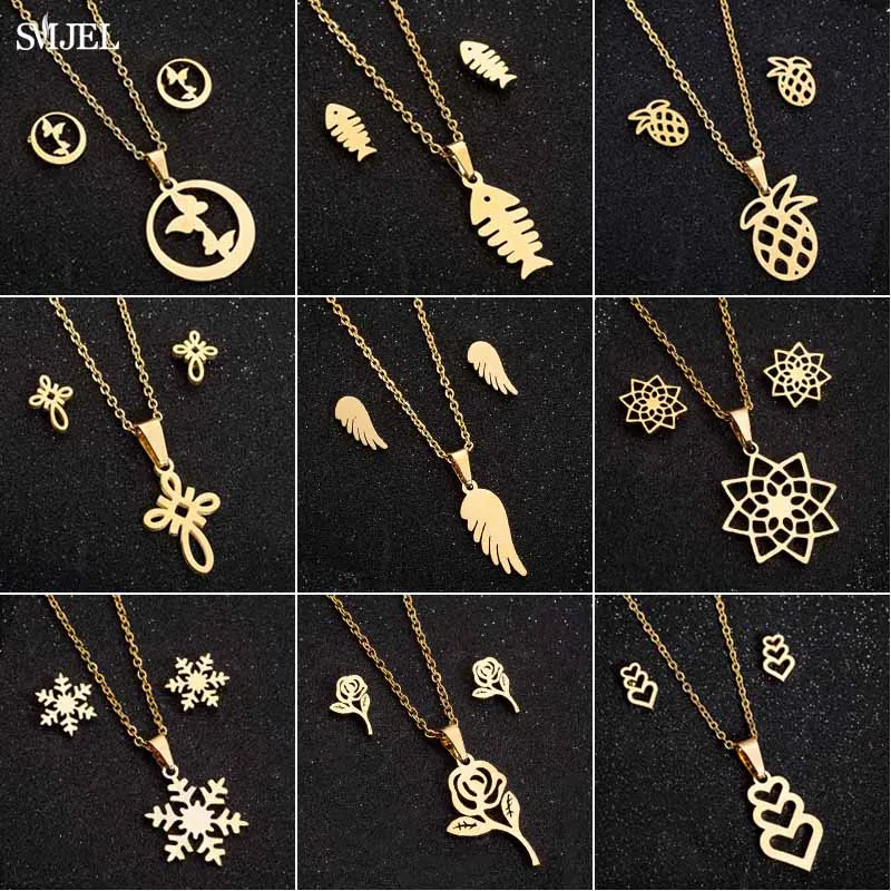 Комплект из колье и серёг нержавеющей стали | Украшения аксессуары