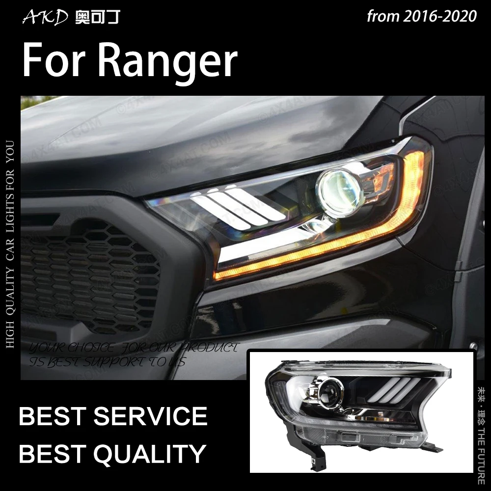 AKD автомобильный Стайлинг для Фар Ford Ranger 2016 2017 Everest светодиодный ная фара H7 D2H Hid