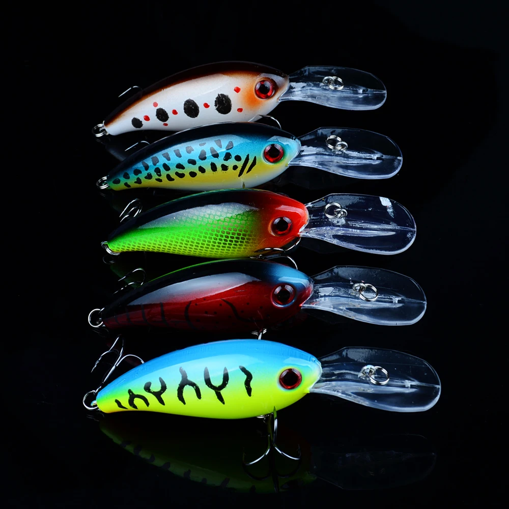 

5Pcs Crank Fishing Lure 10cm 14g Top Water Deep Diving Wobblers Tackle Artificial Hard Bait Swimbait Carp Bass Minnow Crankbait
