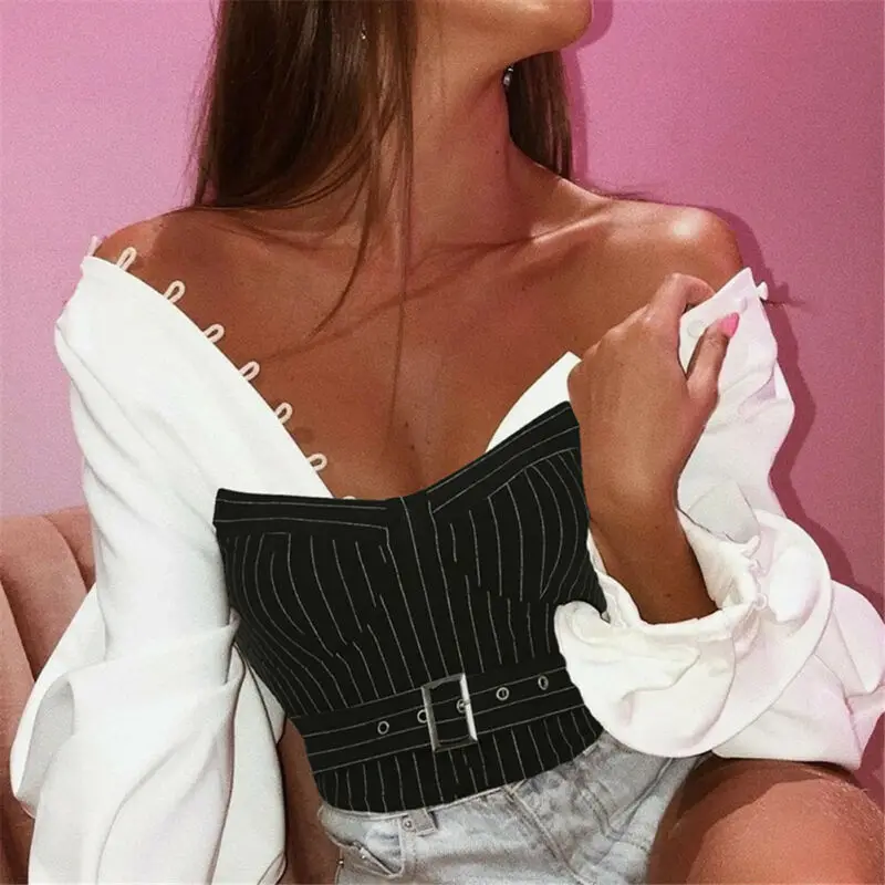 Женский укороченный топ без рукавов из органической кожи летний костюм стильная