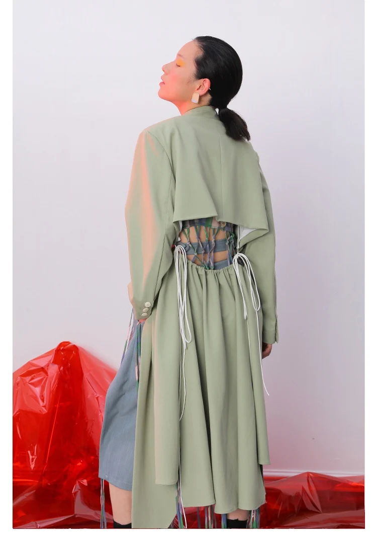 IRINAL02 FW коллекция выдалбливают Асимметричный длинный плащ для женщин
