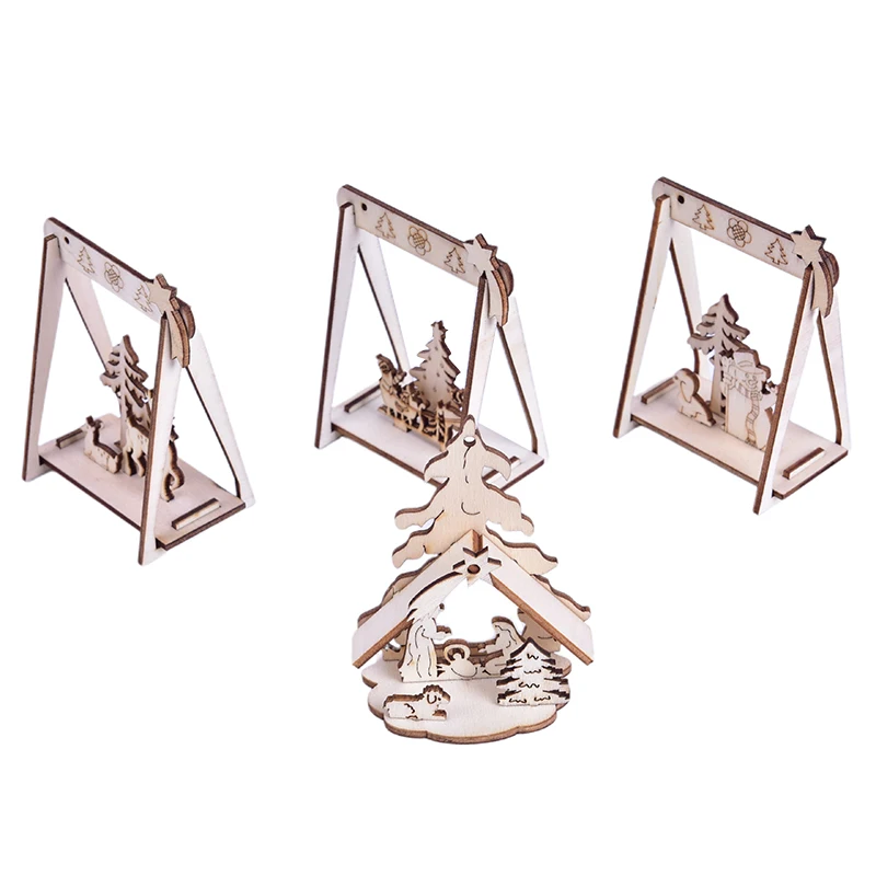 1 шт./лот DIY креативные маленькие полые рождественские деревянные украшения для