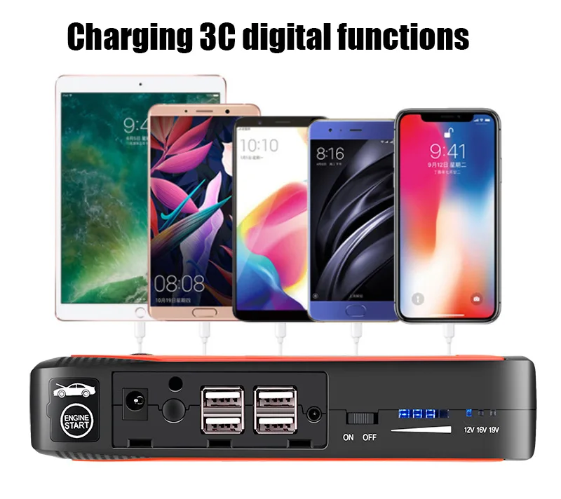 1 шт. многофункциональное пусковое устройство 69800 мАч 12 В 4USB 600A портативное автомобильное зарядное устройство для аккумулятора, зарядное устройство, Дополнительный внешний аккумулятор, пусковое устройство