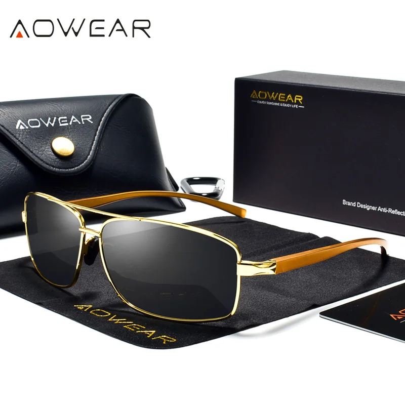 Солнцезащитные очки AOWEAR Мужские квадратные поляризационные прямоугольные в