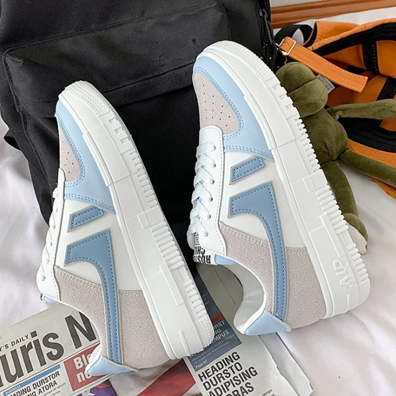 

Women Sneakers Fashion PU Women Shoes 2020 Flats Platform Casual shoes For Women Increase Comfortable Autumn Off White Shoes