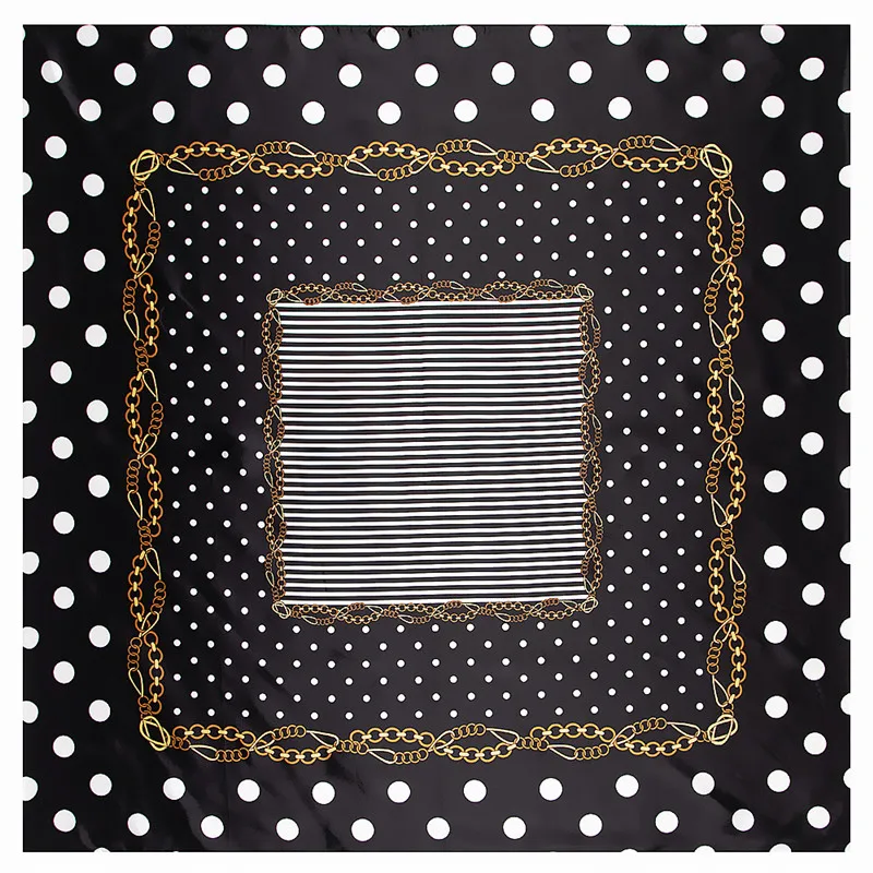 

POBING Luxury Dot Print Hijab Women Satin Silk Scarf Shawl Foulard Femme Square Tie Band Head Scarves Wraps 90*90CM