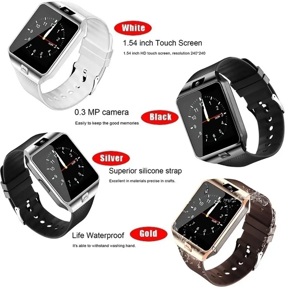 Bluetooth Смарт-часы GSM камера новая tf-карта телефон наручные часы для Android режим сна #