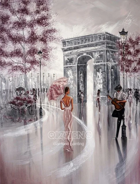 Элегантный Портрет женщины в Париже улица настенная Картина на холсте