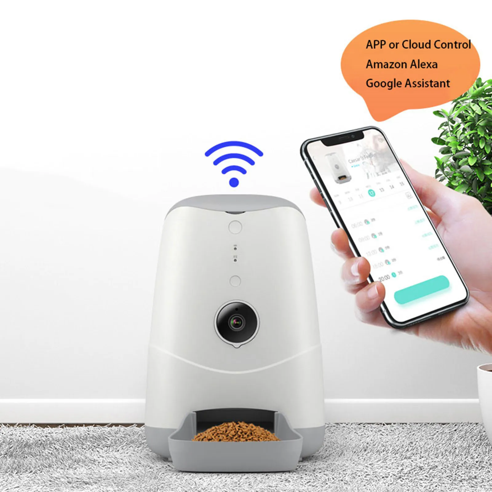 

Automatic Pet Feeder HD 720p Camera Smart App Portion Control 3.7L Voice Recorder for Dog and Cat