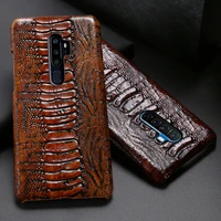 genuine leather phone case for oppo find x2 r15 r17 reno z 2 2z 2f 3 pro ace a5 a9 2020 a11x k3 k5 ostrich foot texture cover