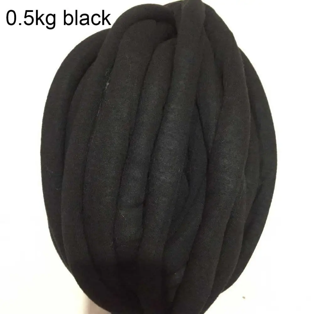black 0.5kg 500 г толстая супер объемная пряжа для ручная вязка крючком, мягкая большая хлопковая пряжа для рукоделия, прядильная пряжа для одеяла - Цвет: black 0.5kg