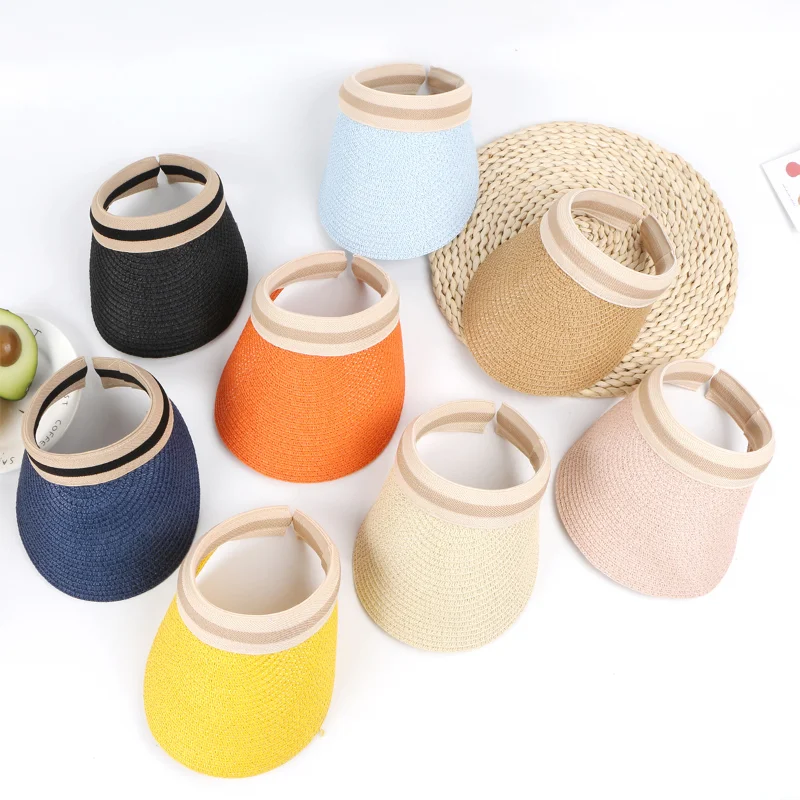 

New Women's Sun Hat Handmade DIY Straw Sun Hat Parent-child Summer Hat Leisure Sun Hat Empty Top Hat Beach