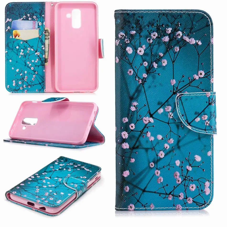 Кожаные чехлы с цветными рисунками для Samsung A6 A8 Plus 2018 J2 J3 Pro J4 J6 J5 J7 2016 2017 Note8