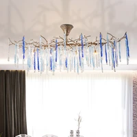 art fan post morden ceiling lamp all copper dining room crystal original branch decorate living room luxury light