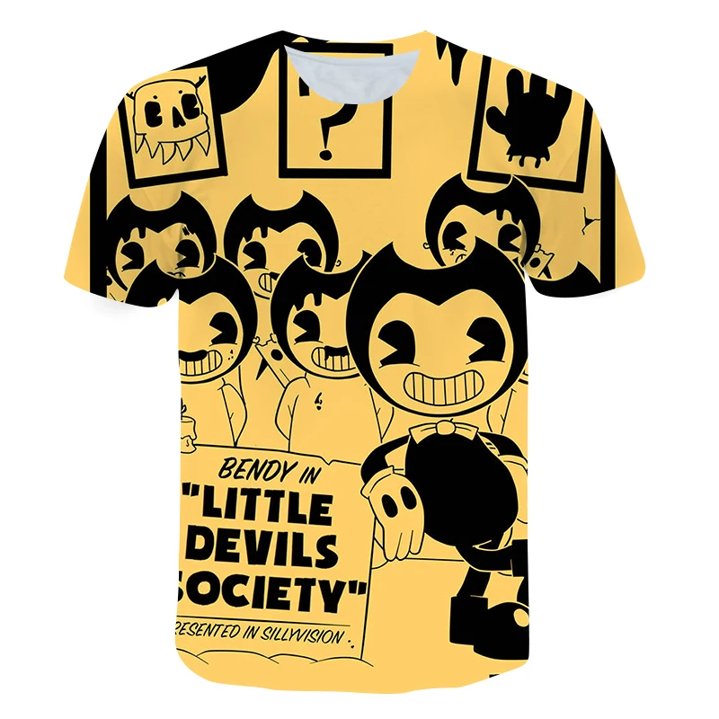 

Fashion Summer Cartoon T-shirt Children Clothes Bendy and Ink-Machines 3D T-shirt Boy/Girl Clothes Party Clothes
