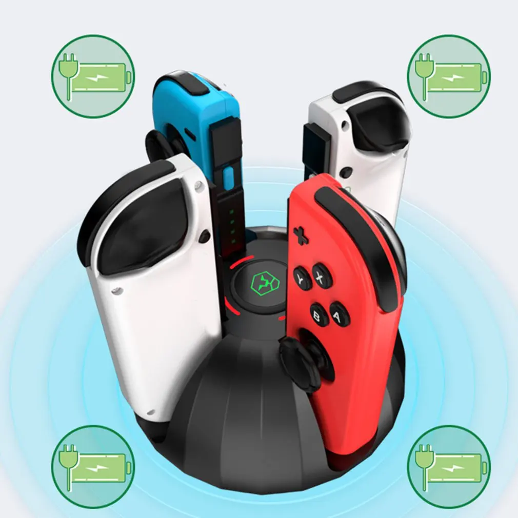

Base de carga 4 en 1 para Nintendo Switch, controlador Joy-con, cargador LED para Nintendo Switch Pro, soporte de carga, NS