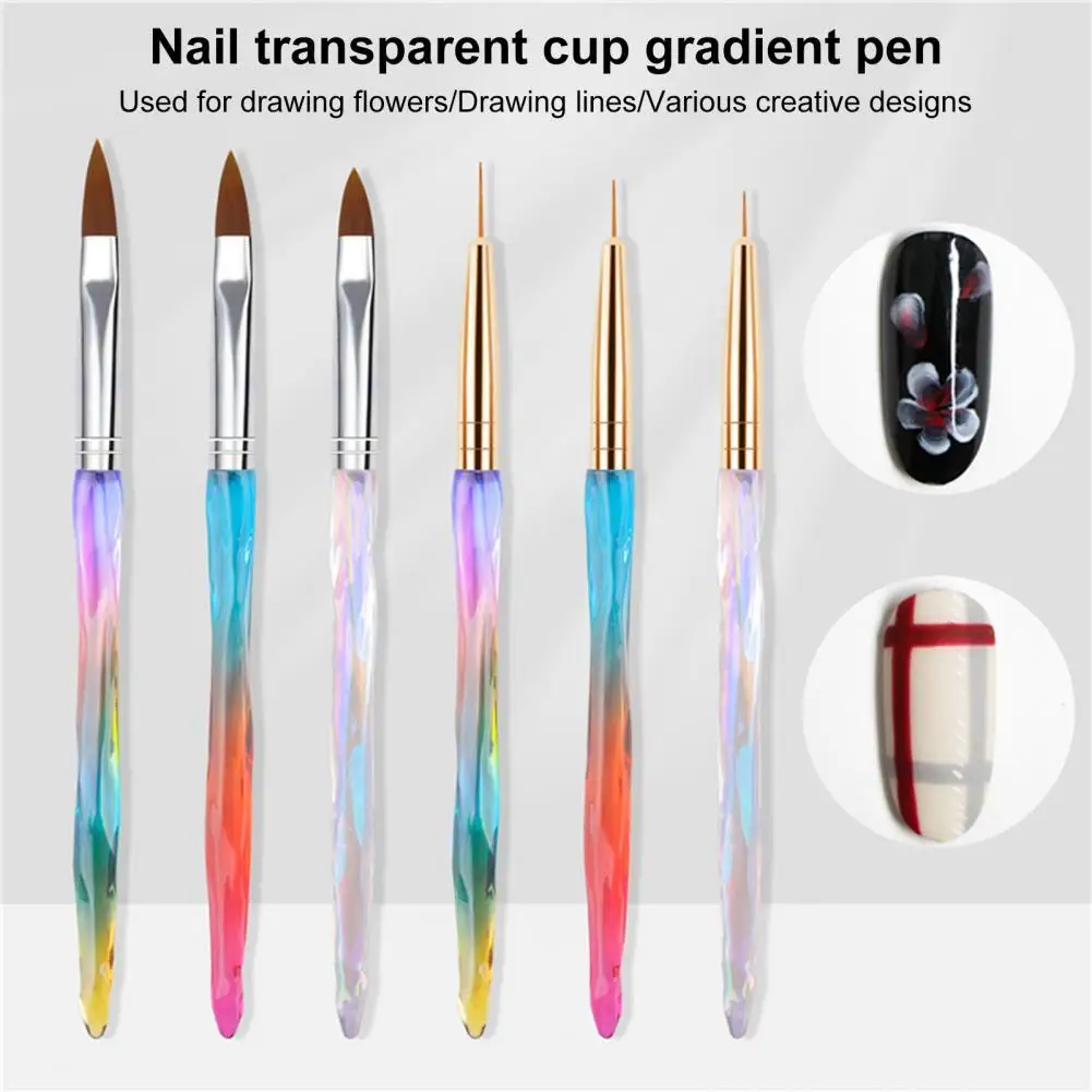

6 шт. ручка для ногтей, не линяющая, красивая подкладка из АБС-пластика с искусственным кристаллом для дизайна ногтей, лак для красоты, двойна...